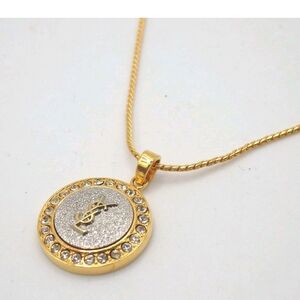 Yves Saint Laurent Gold and Silver Crystal Necklace